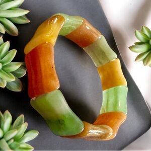 Multi Jade Double Drill Bracelet Bamboo Shape